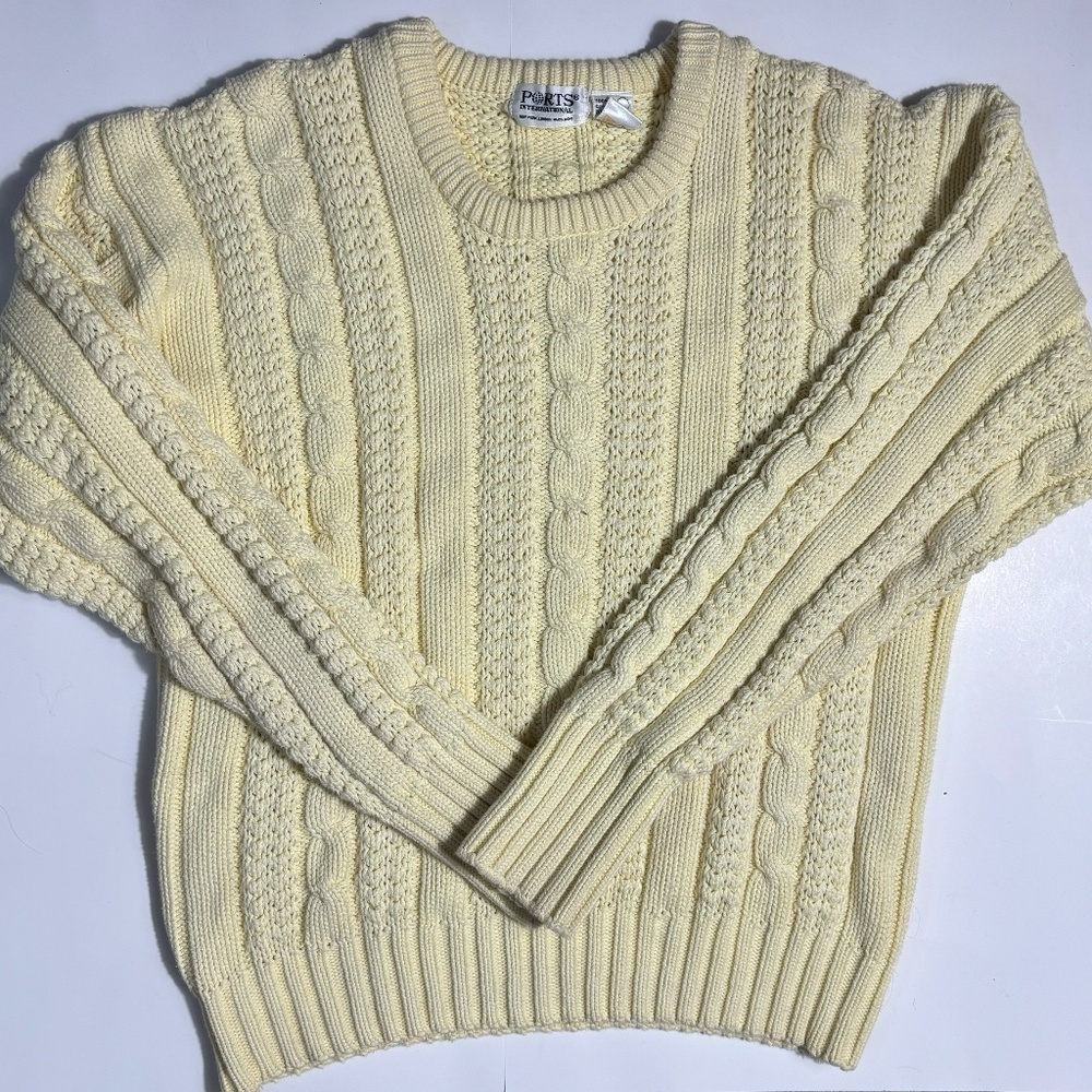 cable knit vintage sweat butter yellow